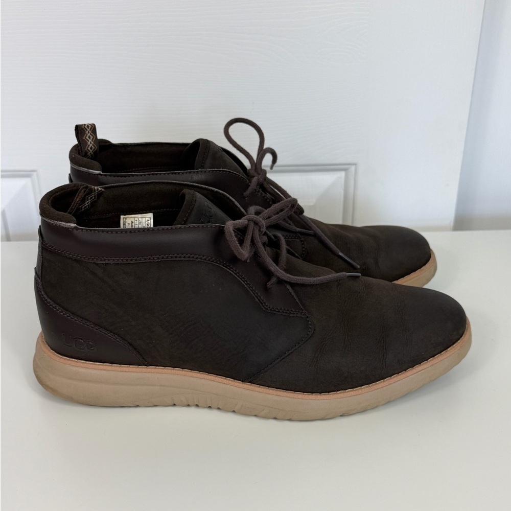 UGG Union Chukka Boots Men's 11.5 Brown Nubuck Comfort Waterproof Plain Toe
